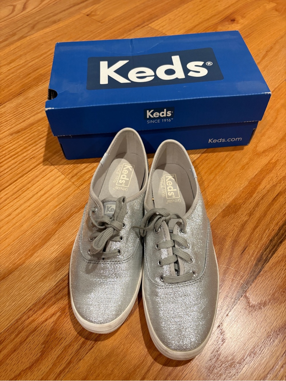 Keds Women’s Metallic Silver Glitter Sneakers